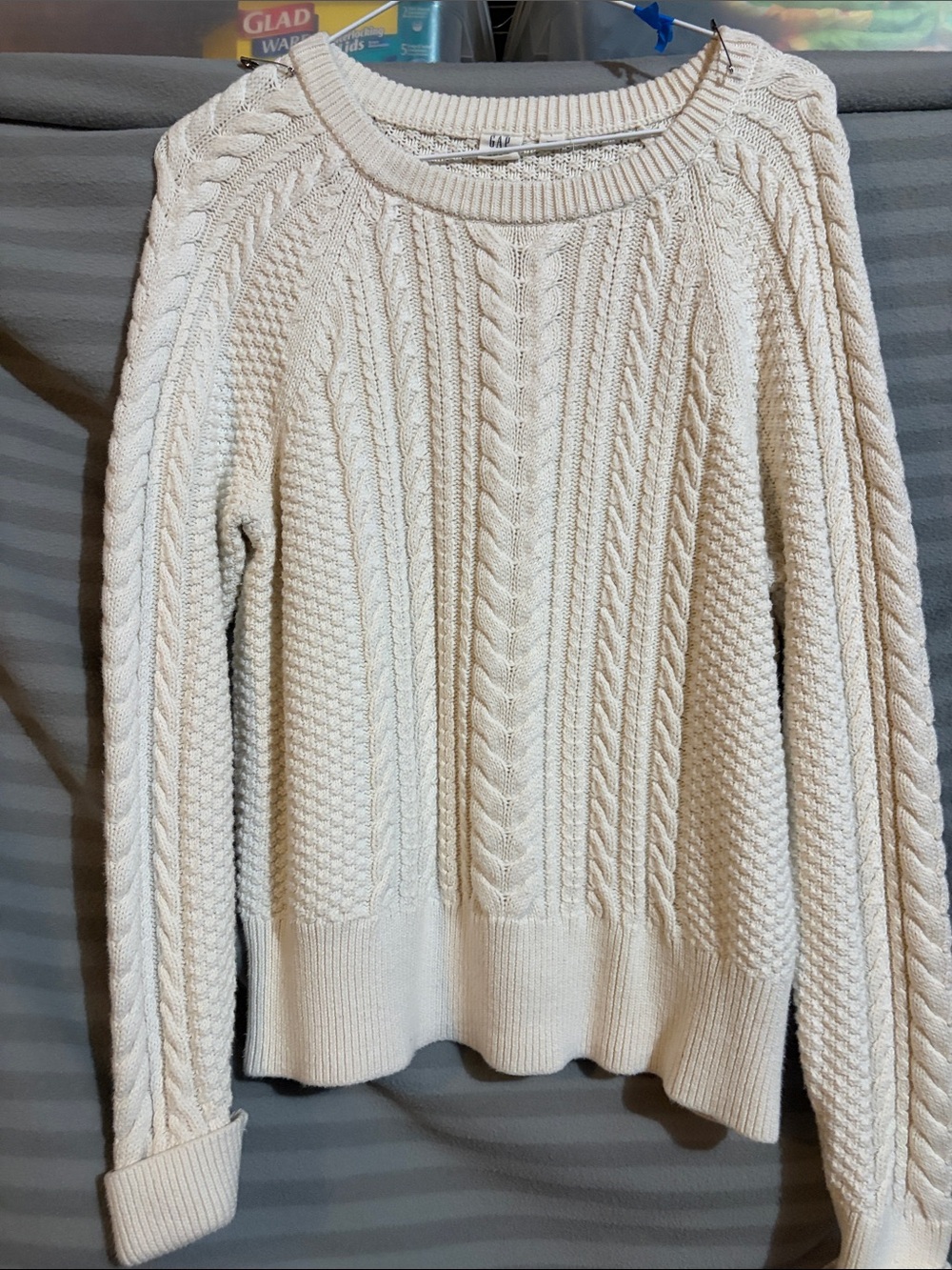 GAP Cream Cable-Knit Crewneck Sweater